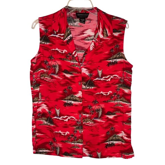 Connected Apparel Women's 8 Blouse Button Front Sleeveless Rayone - Picture 1 of 14